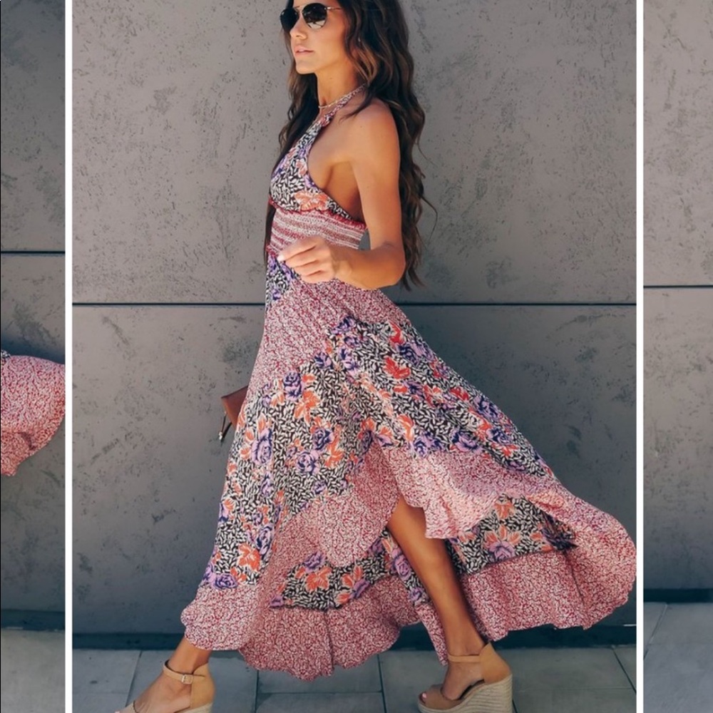 FREE PEOPLE “Gabriela” Halter Dress in “Terracotta” Print - Picture 2 of 12